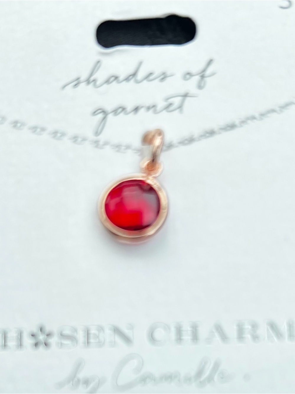 Shades of Garnet Round Pendant Charm— Red and Gold. NWT.
